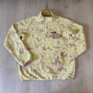 Patagonia Floral Yellow and Tan Fleece Pullover